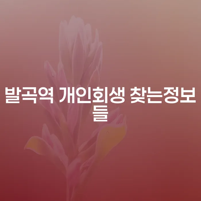 발곡역 개인회생 찾는정보들